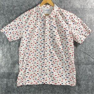Columbia Sportswear Mens Multicolor PFG All Over Shark Graphic‎ SS Button Down M